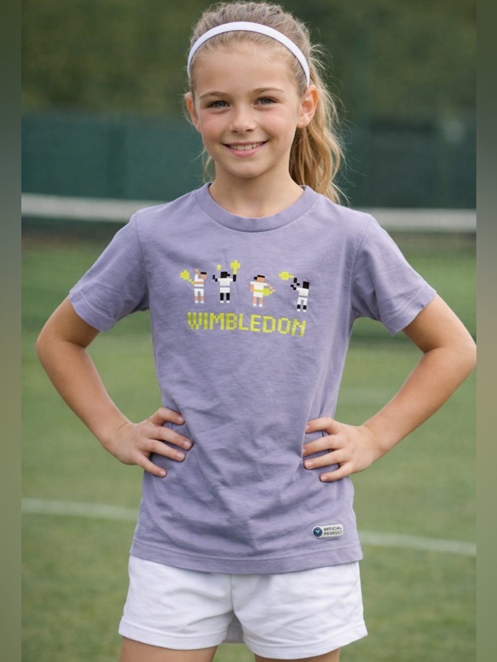 Wimbledon Lavender Pixel Tennis Tee for Kids